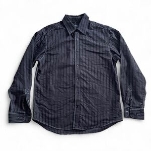 Y2K Cultura Black Pinstripe Button-Up Shirt – Sz Large